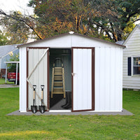 [08X10FT] Premium Large White Outdoor Metal Garden Storage Shed (SAK93617)