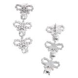 Self Portrait Women Micro Bow Crystal Tiered Earrings