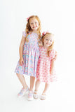 Pink Rainbow Puff Sleeve Sequin Dress