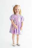 Periwinkle Heart Puff Sleeve Sequin Dress
