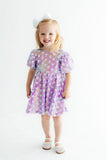 Periwinkle Heart Puff Sleeve Sequin Dress