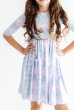 Mermaid Magic 3/4 Sleeve Pocket Twirl Dress