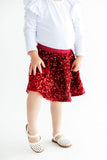 Cranberry Velvet Sequin Twirl Skort
