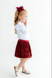 Cranberry Velvet Sequin Twirl Skort