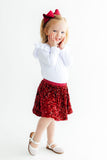 Cranberry Velvet Sequin Twirl Skort