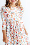 Gingerbread Lane 3/4 Sleeve Ruffle Twirl Dress