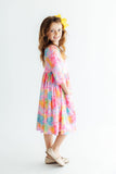 Swirly Whirly 3/4 Sleeve Pocket Twirl Dress