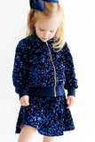 Navy Blue Velvet Sequin Jacket