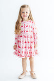 Candy Cane Ballet L/S Ruffle Hem Twirl Dress