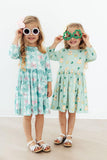 Lucky Duck 3/4 Sleeve Pocket Twirl Dress