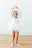 White Velvet L/S Tutu Leotard