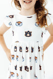 Auburn White Aubie Flutter Twirl Dress