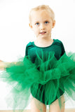 Hunter Green Velvet L/S Tutu Leotard