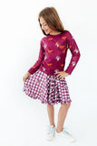 Virginia Tech Maroon Hokie L/S Ruffle Pocket Tee