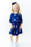 Montana State University Blue Bobcat 3/4 Sleeve Pocket Twirl Dress