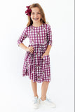 Virginia Tech Plaid Hokie 3/4 Sleeve Pocket Twirl Dress