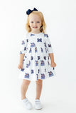 Montana State University White Bobcat 3/4 Sleeve Pocket Twirl Dress