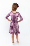 Virginia Tech Plaid Hokie 3/4 Sleeve Pocket Twirl Dress