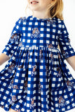Montana State University Plaid Bobcat 3/4 Sleeve Pocket Twirl Dress