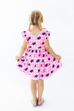 TCU Pink Gingham Frog Flutter Twirl Dress