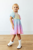 Ombre Puff Sleeve Sequin Dress