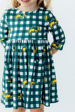 North Dakota State University Plaid Bison 3/4 Sleeve Pocket Twirl Dress