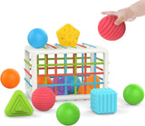 MINGKIDS Montessori Toys for 1 Year Old, 6 Pc Multi Sensory Shape, Toddler Developmental Learning Birthday Gifts, Baby Toys 12 Month