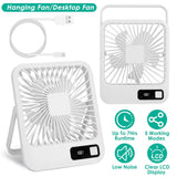 Mini Desktop Cooling Fan Rechargeable Battery Powered with LCD Display