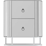 Mirrored Accent Table with 2 Drawers and Stainless Steel Frame