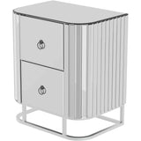 Mirrored Accent Table with 2 Drawers and Stainless Steel Frame