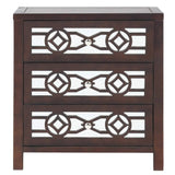 Mirrored Carved Pattern Modern Gold Finish Bedroom Nightstand