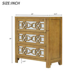 Mirrored Carved Pattern Modern Gold Finish Bedroom Nightstand
