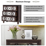 Mirrored Carved Pattern Modern Gold Finish Bedroom Nightstand