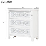 Mirrored Carved Pattern Modern Gold Finish Bedroom Nightstand
