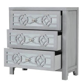 Mirrored Carved Pattern Modern Gold Finish Bedroom Nightstand