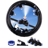 Mist Cooling System 26Ft Line + 10 T-Joint Nozzles Water Sprayer