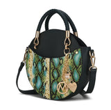 MKF Collection Camille Faux Snakeskin Vegan Leather Women Round Crossbody Bag by Mia K