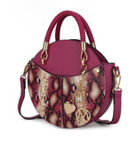 MKF Collection Camille Faux Snakeskin Vegan Leather Women Round Crossbody Bag by Mia K