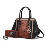 MKF Collection Daisy Two PCS Croco Satchel bag & Wallet , Measurements: 10” L x 11” H x 4” W , Wallet: 7.5” L x 4”H x 1” W
