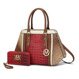 MKF Collection Daisy Two PCS Croco Satchel bag & Wallet , Measurements: 10” L x 11” H x 4” W , Wallet: 7.5” L x 4”H x 1” W