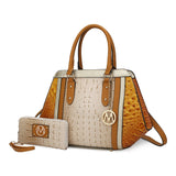 MKF Collection Daisy Two PCS Croco Satchel bag & Wallet , Measurements: 10” L x 11” H x 4” W , Wallet: 7.5” L x 4”H x 1” W