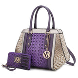 MKF Collection Daisy Two PCS Croco Satchel bag & Wallet , Measurements: 10” L x 11” H x 4” W , Wallet: 7.5” L x 4”H x 1” W