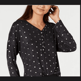 Ande Foil-Printed Henley Knit Pajama Top, Size Small
