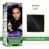 Wella Koleston Naturals 2/0 Intense Black Hair Dye: Long Lasting Color & Perfect Grey Coverage with Coconut Oil