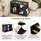 Mobile End Table with Lockable Wheels, Narrow Coffee Table with 5mm Thick Fluted Tempered Glass, Modern Nightstand with Golden Round Rod, Living Room, 31.5''W x11.8''D x 23.1''H