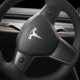 Model 3 / Y Steering Wheel Middle Trim Cover - Carbon Fiber Interior Mods