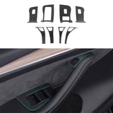 Dry Carbon Fiber Window & Door Switch Covers for Model Y / Model 3（Left Hand Drive）