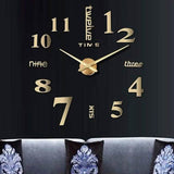Modern Acrylic Wall Clock Digital Brushed Steel