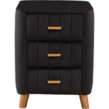 Modern Bedside Velvet Upholstered 3-Drawer Nightstand with Metal Handles