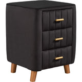 Modern Bedside Velvet Upholstered 3-Drawer Nightstand with Metal Handles